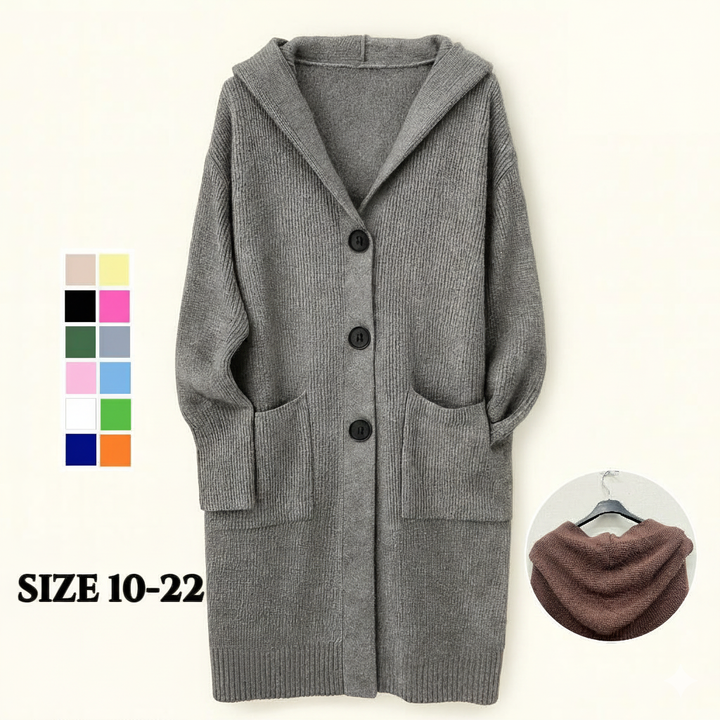 Fine Knitted Large Hoodie With Front Pockets - Fits UK 10-22