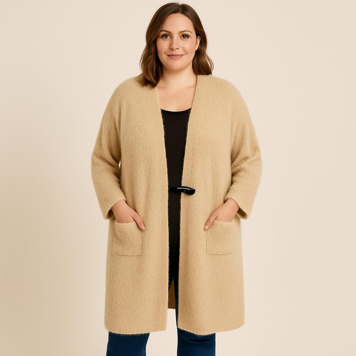 Super Soft Fluffy Long Cardigan – V-Neck Toggle Button