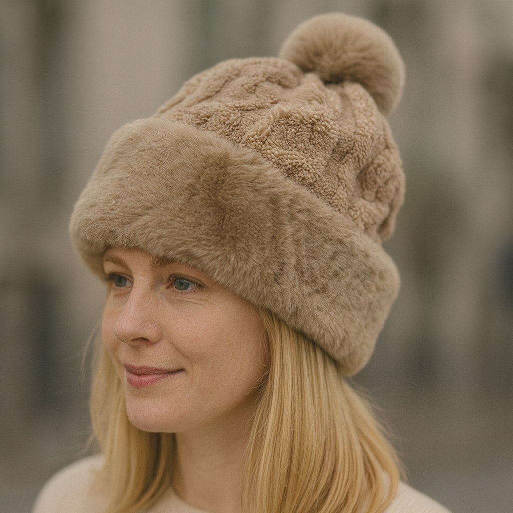 Women's Faux Fur Winter Pom Pom Hat