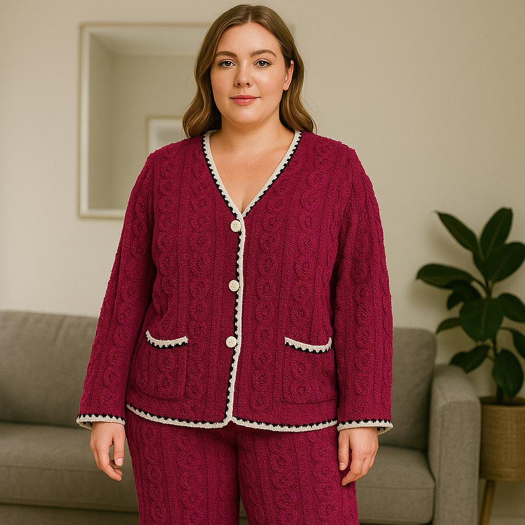 Ultra Lightweight Soft Plush Embossed Lounge Set - Size 12-22