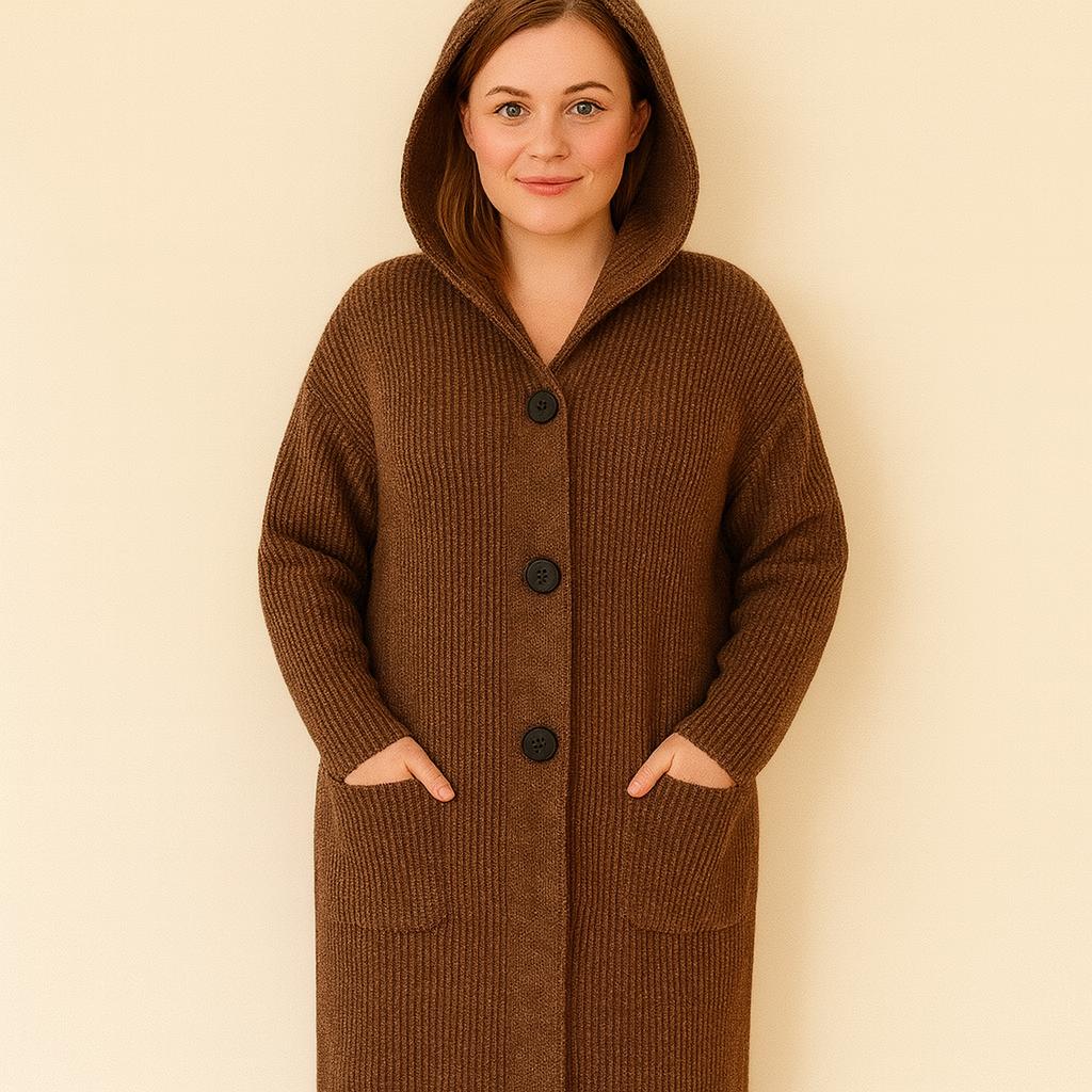 Fine Knitted Large Hoodie With Front Pockets - Fits UK 10-22