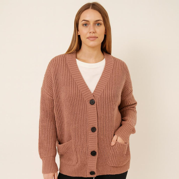 Oversized Chunky Knit Ladies Cardigan One Size Fits All UK Size 12-22
