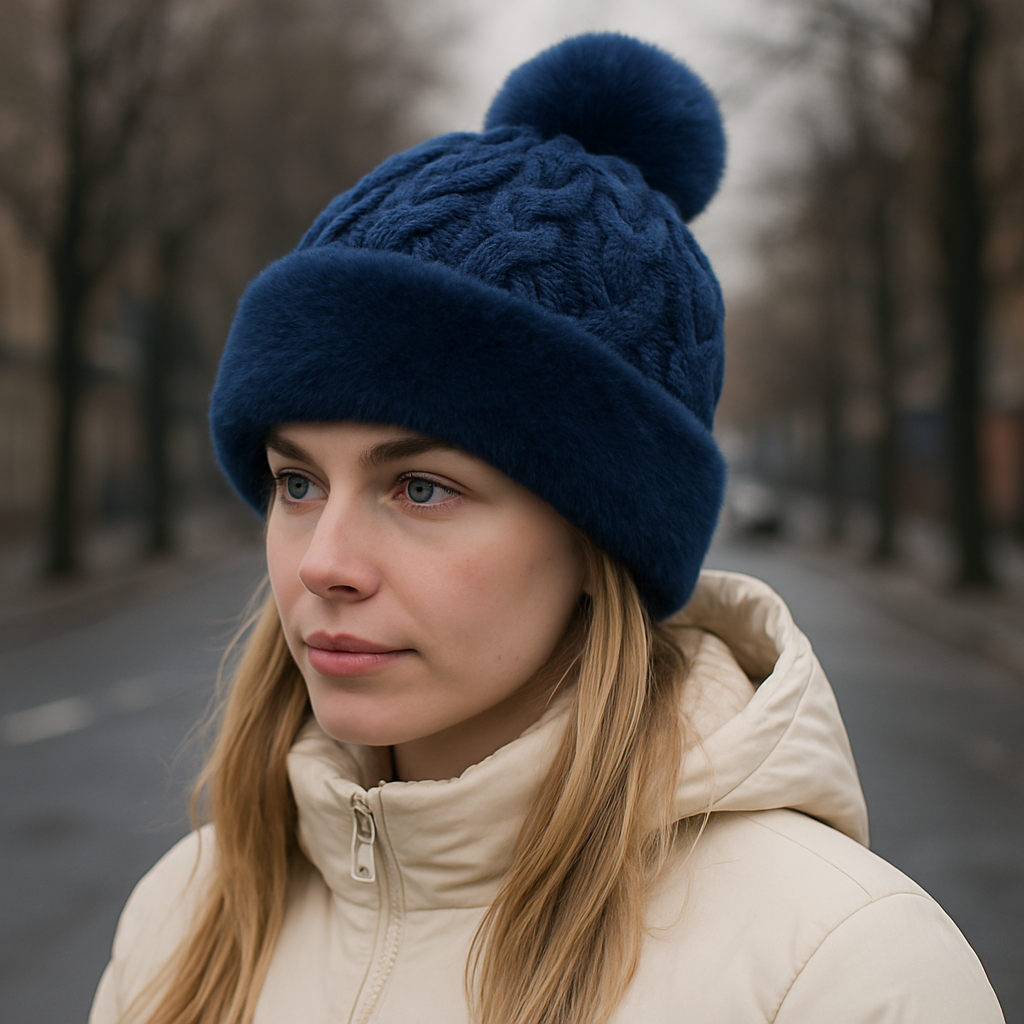 Women's Faux Fur Winter Pom Pom Hat