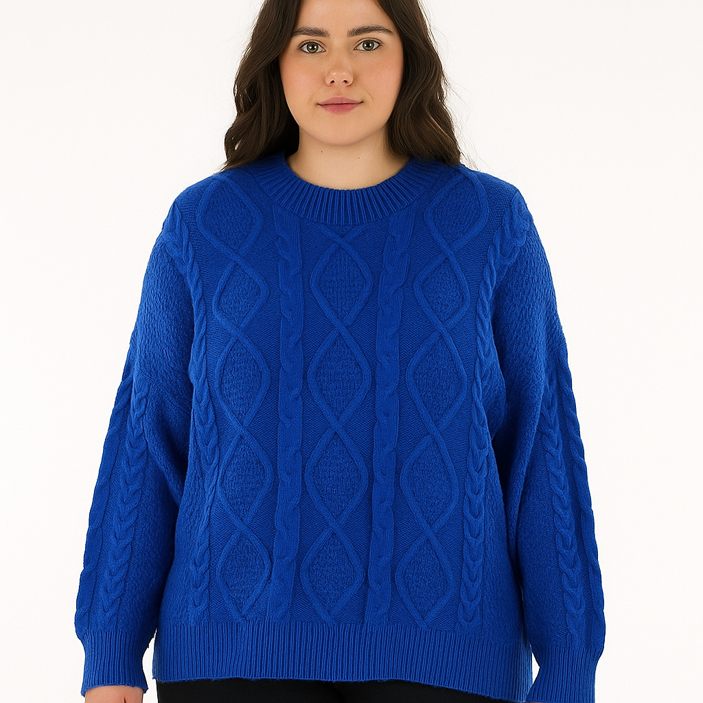 Chunky Cable Knitted Oversized Stretchy Winter Pullover Jumper