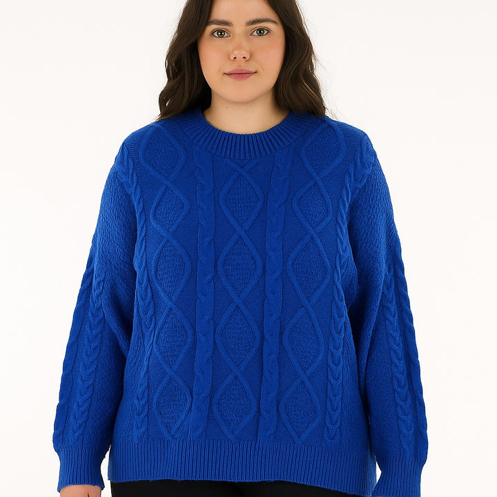 Chunky Cable Knitted Oversized Stretchy Winter Pullover Jumper
