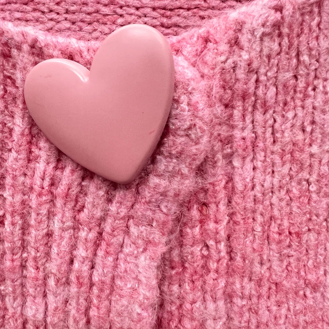 Wool Blended Heart Button Oversized Cardigan