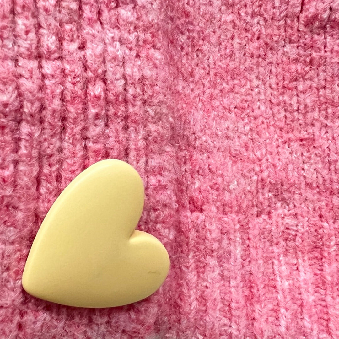 Wool Blended Heart Button Oversized Cardigan
