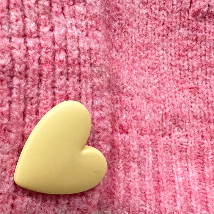 Wool Blended Heart Button Oversized Cardigan