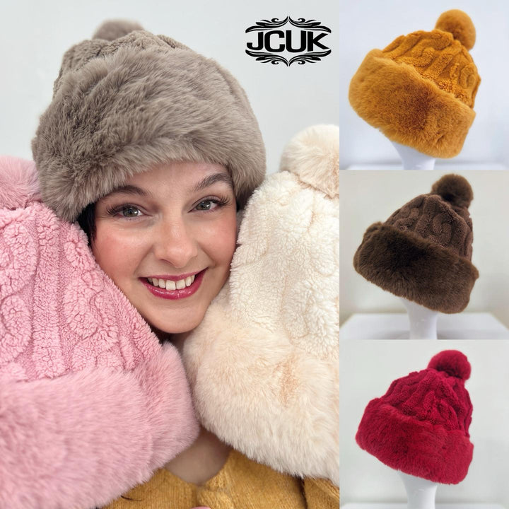 Women's Faux Fur Winter Pom Pom Hat