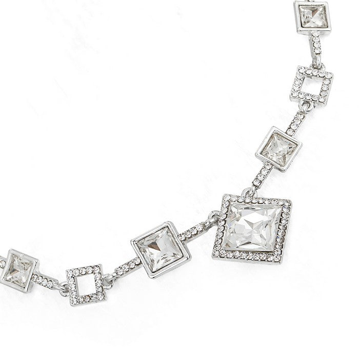 Square Diamond With Diamante Necklace Set