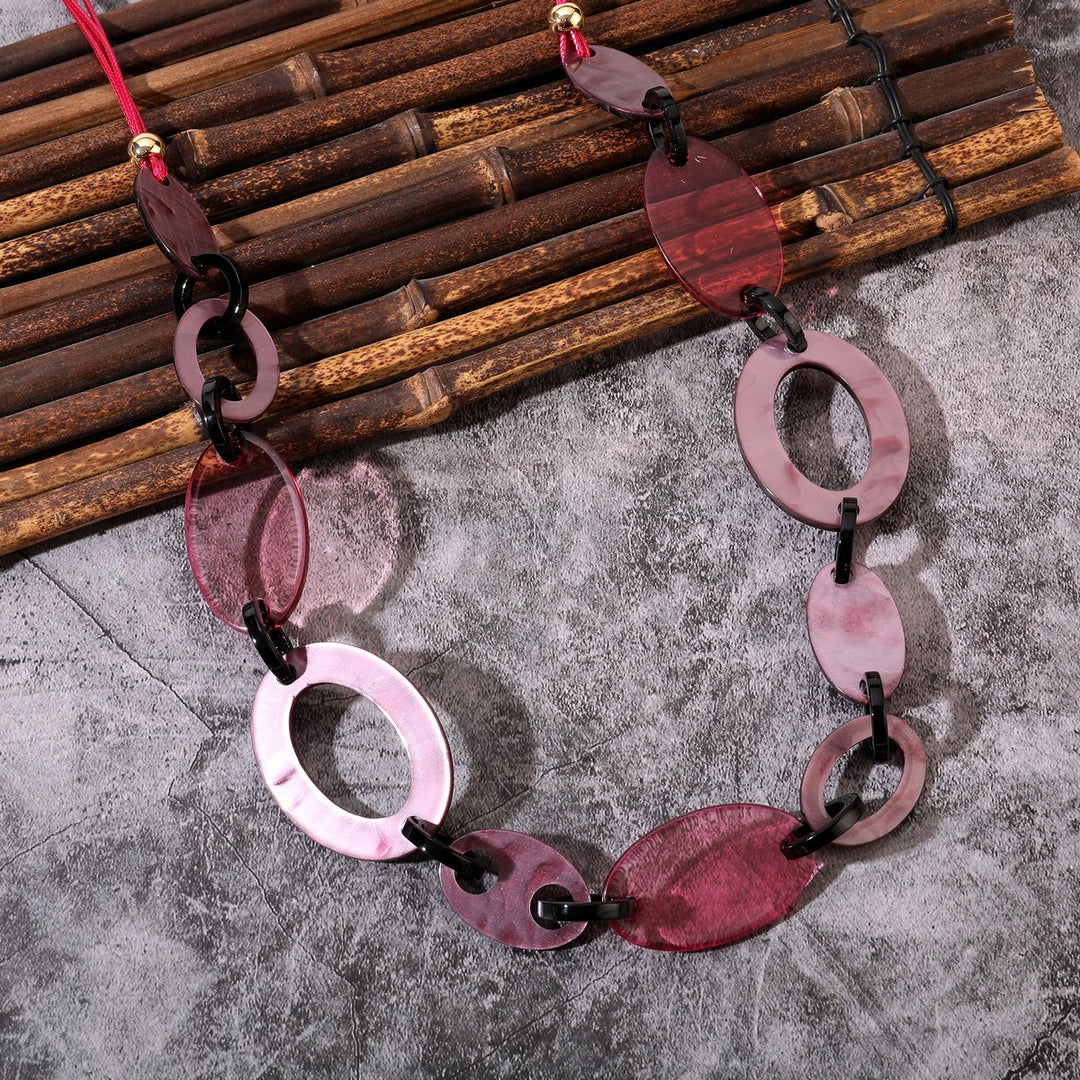 Long Circles In A Row Necklace
